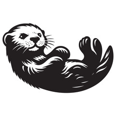 Otter Silhouette Illustration White Background