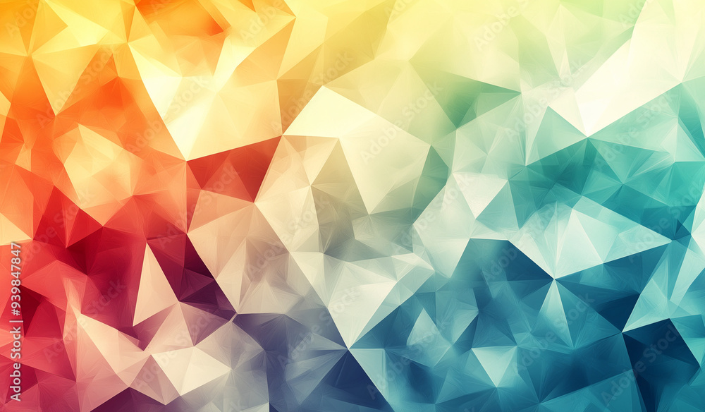 Poster abstract geometric background from a combination of warm and cool tones, bursting with color and ene
