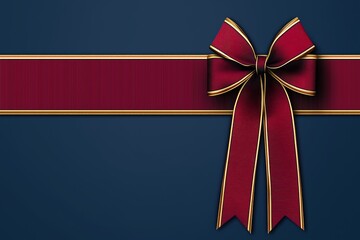 Elegant gift box wrapped with red ribbon on dark blue