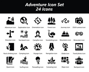 Adventure Black Icon Set