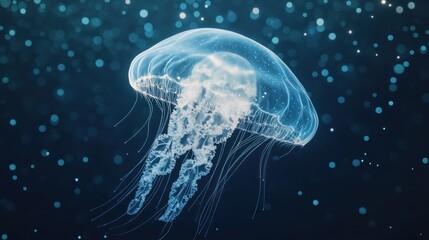 Ethereal Jellyfish in a Blue Abyss