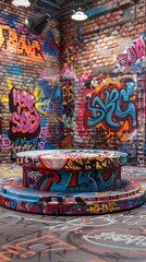 display podium on graffiti background	