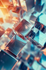 3D geometric art background with gleaming blocks, representing future technology through graphic