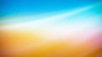 Obraz premium A bright gradient background featuring a blend of blue, yellow, and soft pink tones. The design has a smooth, grainy texture, creating a fresh and uplifting visual effect