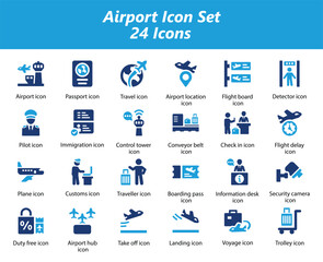 Airport Blue Icon Set