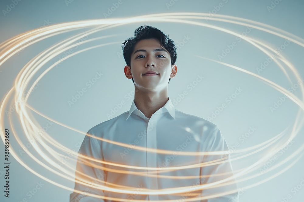 Poster profile of a person with a glowing brain illustration symbolizing the brilliance of creativity intel