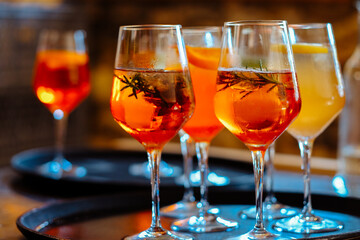 Bright alcoholic summer drink Aperol Spritz.