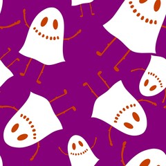 Halloween ghost seamless cartoon pattern for wrapping paper and fabrics
