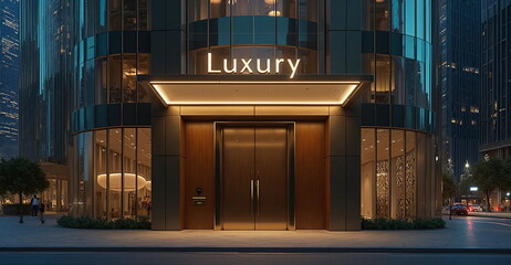  Outdoor front view of luxury hotel building entran