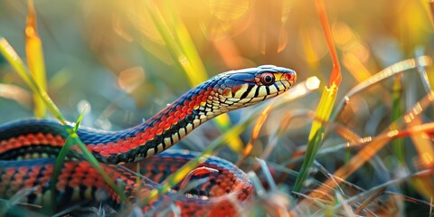 Obraz premium Caution: Garter Snake in the Grass