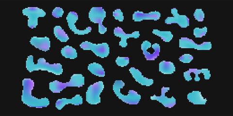 Set of abstract pixelated shapes. Liquid shapes collection.