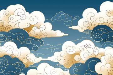 Abstract Cloudscape with Gold Accents