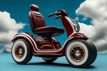 Fototapeta premium A vintage-style powered wheelchair ad, with soft colors and nostalgic design elements