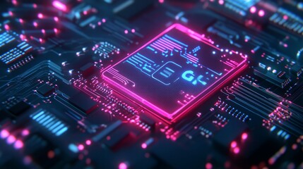 Obraz premium Circuit board with network hologram and HUD.