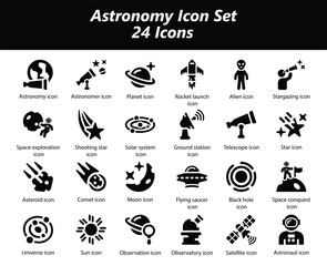 Astronomy Black Icon Set
