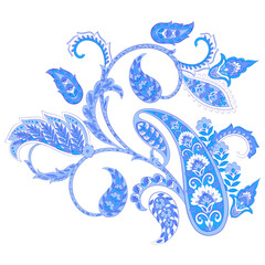 Fototapeta premium Paisley vector isolated pattern. Fantastic flower, leaves. Textile bohemian print. Batik painting. Vintage