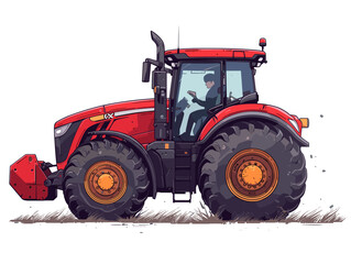 Obraz premium Tractor on the field. Vector illustration in a flat style