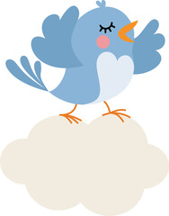 Cute blue bird with cloud