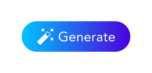 AI Generate Button. Vector Button for AI Generator App. Artificial Intelligence Generate Button for User Interface (UI), Web Design, App, Online Tool. 