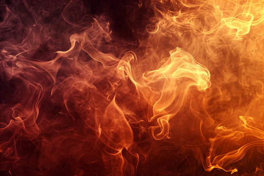 Vibrant fiery smoke abstract background, glowing inferno flames with dynamic orange and red colors, swirling smoke textures for dramatic visual effects, perfect for creative designs, fire-themed
