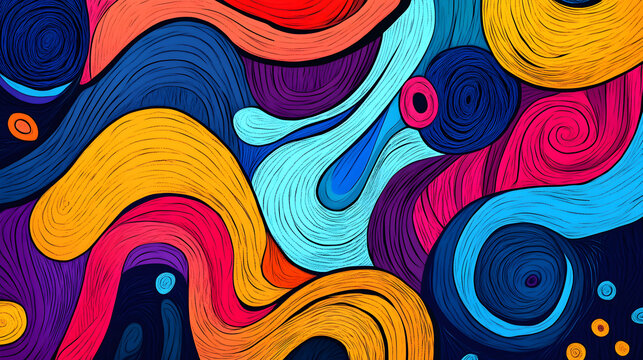 Abstract colorful doodle hand drawn design background illustration