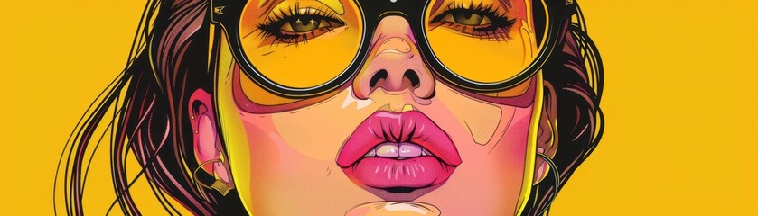 Fashionable street style on model, Pop Art, Bold, Illustration, Highlighting trendy fashion