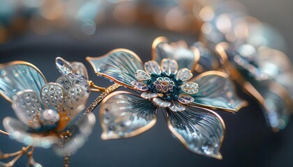 Filigree jewelry with intricate design, Fantasy, Delicate, Watercolor, Highlighting craftsmanship