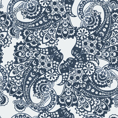 Elegant Paisley Seamless Vector Pattern. Indian floral motifs for fabric designs