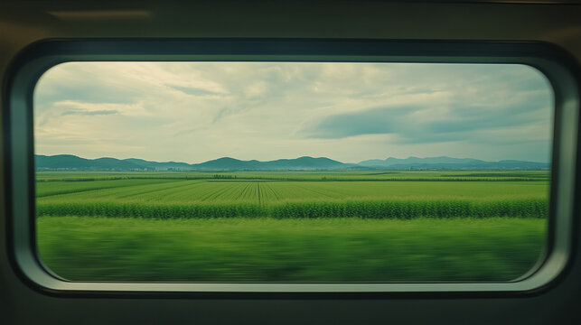 Panorama visto dal finestrino del treno. Viaggiare.