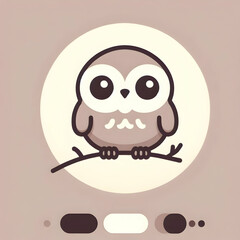 Fototapeta premium Animation cartoon baby owl cute