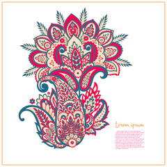 Isolated Vector Paisley pattern in floral indian style