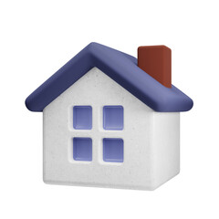 Simple Small 3D House with violet roof Illustration Icon Symbol Isolated on white background 