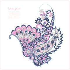 Obraz premium Floral Paisley vector design. Damask isolated motif.