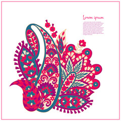 Isolated traditional Asian element Paisley. Traditional colorful paisley vector pattern. Pattern for textile design or fabrics. Fashionable design