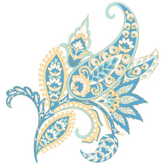Paisley vector pattern. Isolated Fantastic flower, leaves