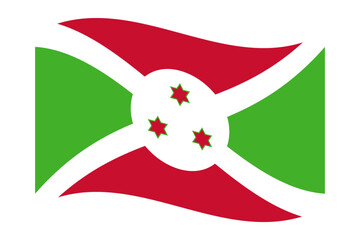 Wavy flag of Burundi, isolated on transparent background. Flag of the Republic of Burundi. Vector illustration