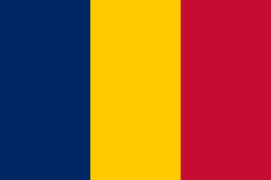 The official national flag of Chad. Flag of the Republic of Chad. Correct proportions and colors. Vector illustration