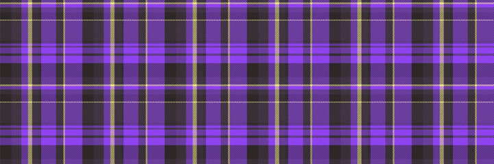 Christmas ornament fabric background check, copy space vector seamless tartan. Infinity textile pattern plaid texture in dark and violet colors.