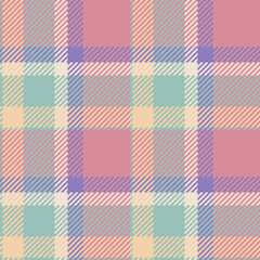 Copy space vector plaid background, repeatable patterns pattern seamless check. Knit fabric textile tartan texture in red and pastel colors.