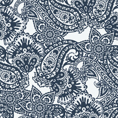 Orante damask textile background. Paisley seamless pattern