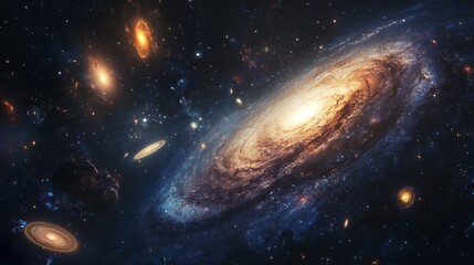 Fototapeta premium Galaxy, a collection of stars visible from Earth. Space exploration and education resources, including images and articles on astronomy and space science.