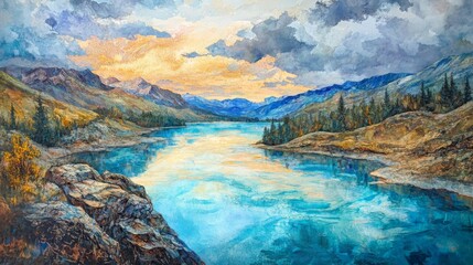Fototapeta premium Serene Mountain Lake Landscape
