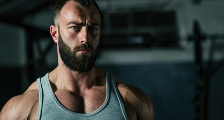 Fototapeta premium Intense and focused man with beard
