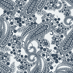 Paisley Ornamental seamless pattern. kalamkari vector fabric background