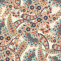 Paisley Damask ornament. Floral Seamless Vector pattern