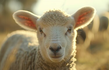 Obraz premium Closeup portrait of a curious sheep