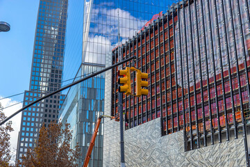 Street View of Manhattan New York at sunny day 
