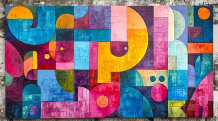 Fototapeta premium Colorful Abstract Geometric Mural
