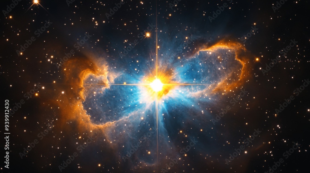 Wall mural spectacular star explosion in nebula