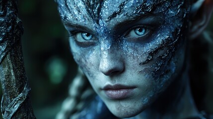 Icy winter portrait of a mysterious person